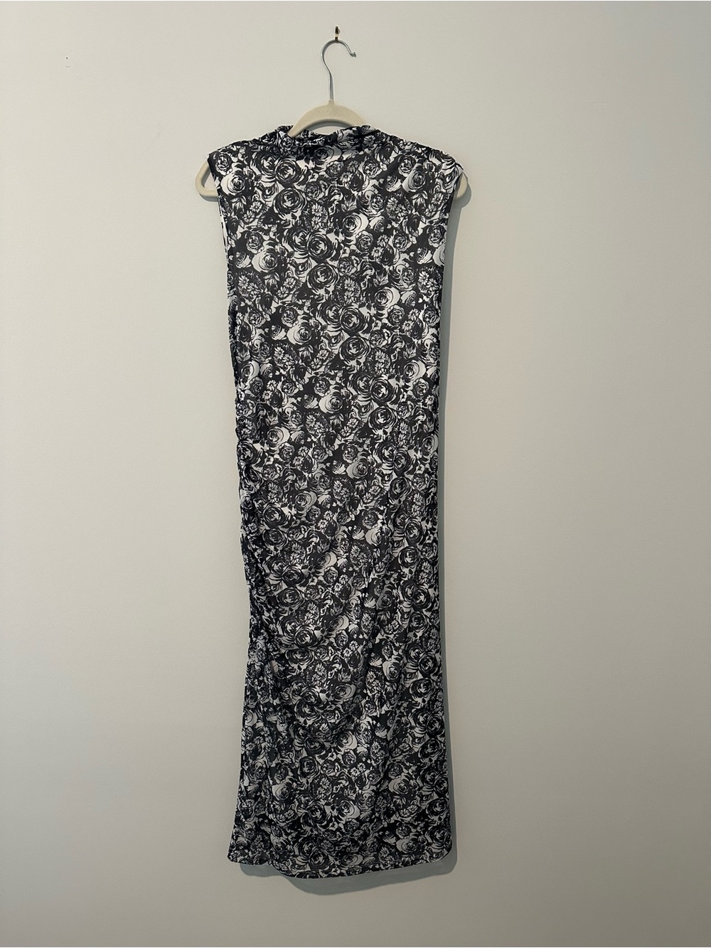 Betsey Johnson Black and White Floral Midi Comfortable Wedding Guest Dress Fancy